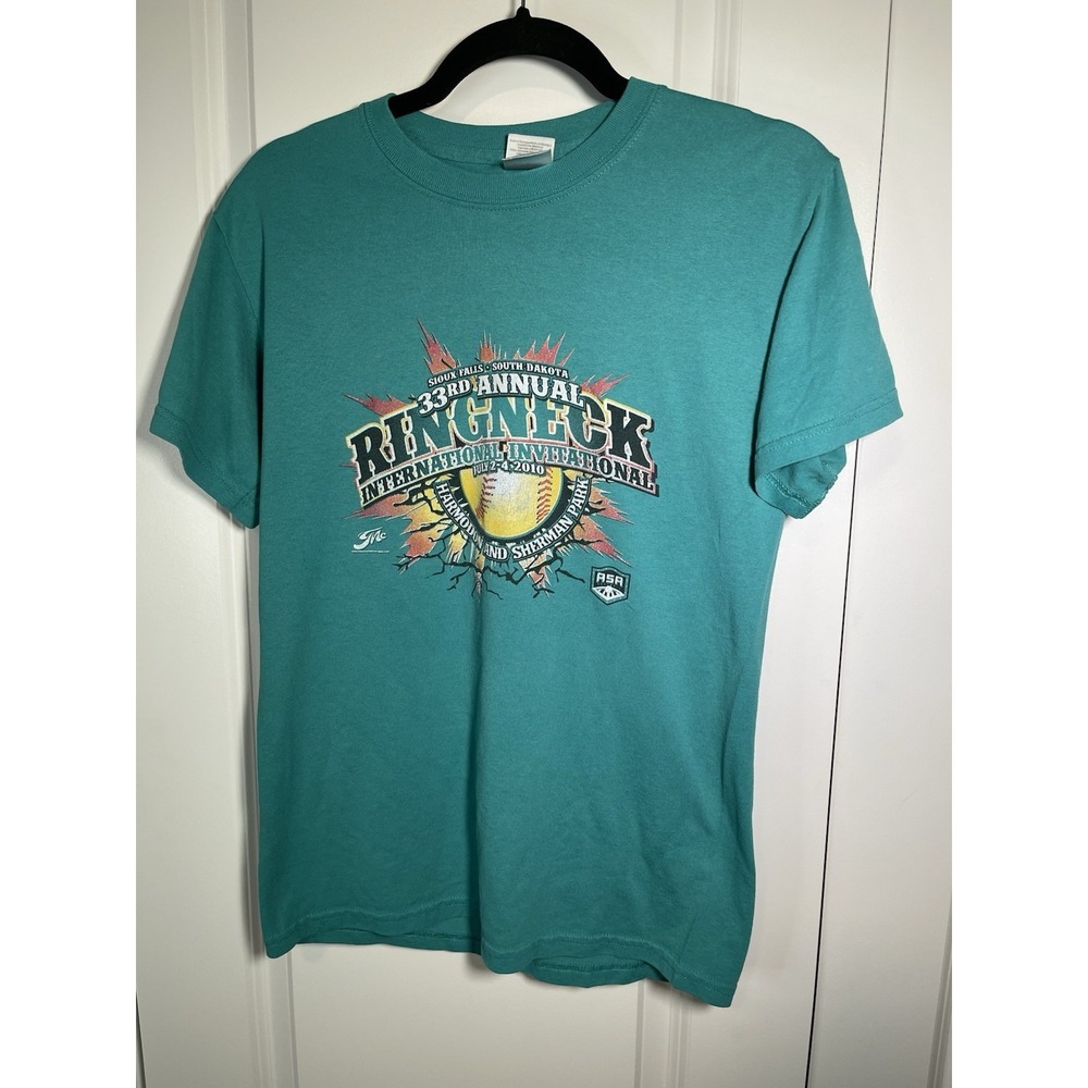 Vintage Ringneck International Invitational 2010 Teal Shirt Size Small Baseball